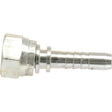 The Sparex Dicsa BSP 60° Hose Insert (Sparex Part No. S.53042) features a hexagonal cap on one end and a barbed end for securing a hose, with a design that includes a 1'' female thread.