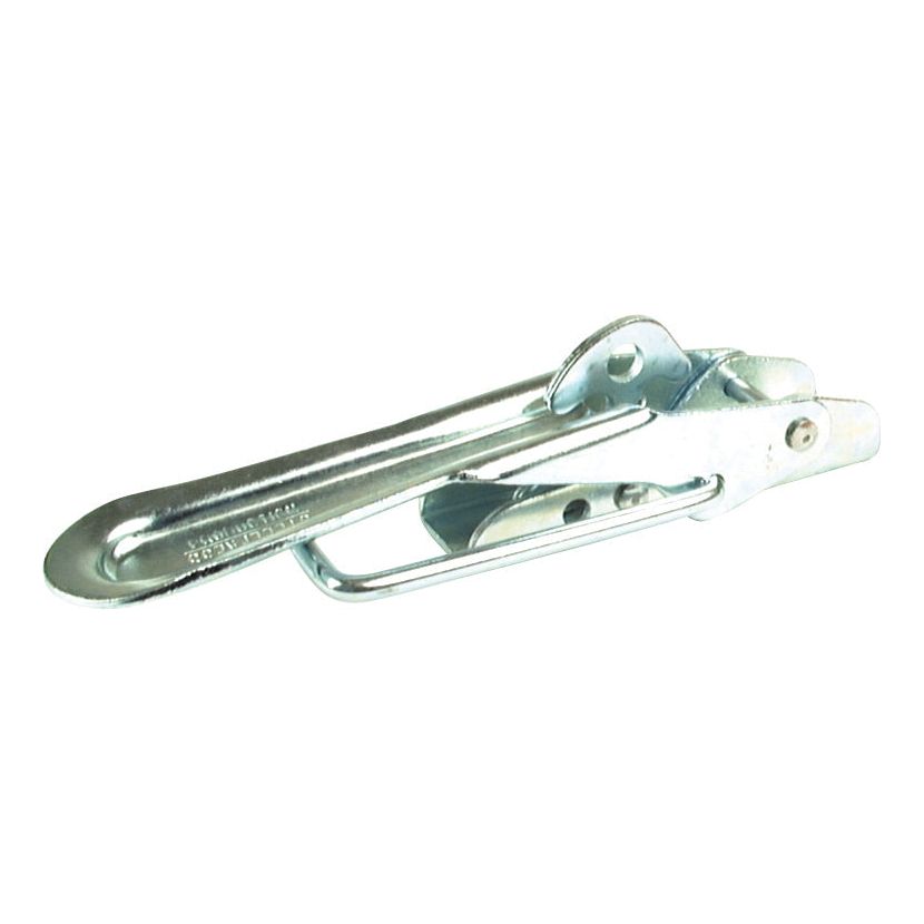 Close-up of a Sparex Trailer Latch, 100 x 27mm Lockable (Part No.S.5352) in a closed position against a white background, ideal for use as a lockable tailgate latch.
