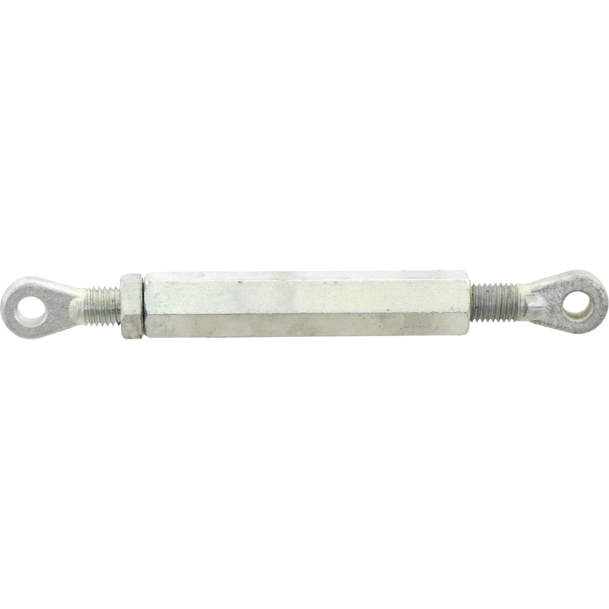 A Sparex Stabiliser Turnbuckle Assembly, part number S.5388, featuring eye bolts on each end and a thread length of 100mm. This 3/4" turnbuckle has an adjustable length ranging from a minimum of 10mm to a maximum of 349mm.