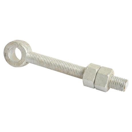 Introducing the Sparex Adjustable Gate Eye Bolt, featuring an M20 x 64mm threaded metal rod with a circular Ø22mm eyehole and two nuts. Ideal for your adjustable gate needs, this product is identified by Sparex Part No. S.55611.