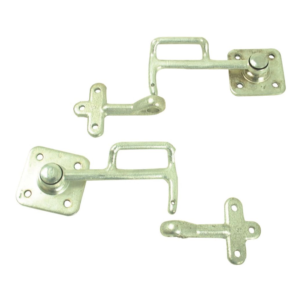 Two sets of Sparex Tailgate Lock Sets (S.55909) with square bases and looped sliding bolts, featuring plate dimensions of 60 x 60 mm. Ideal for securing doors or cabinetry, these locks ensure both durability and reliability.