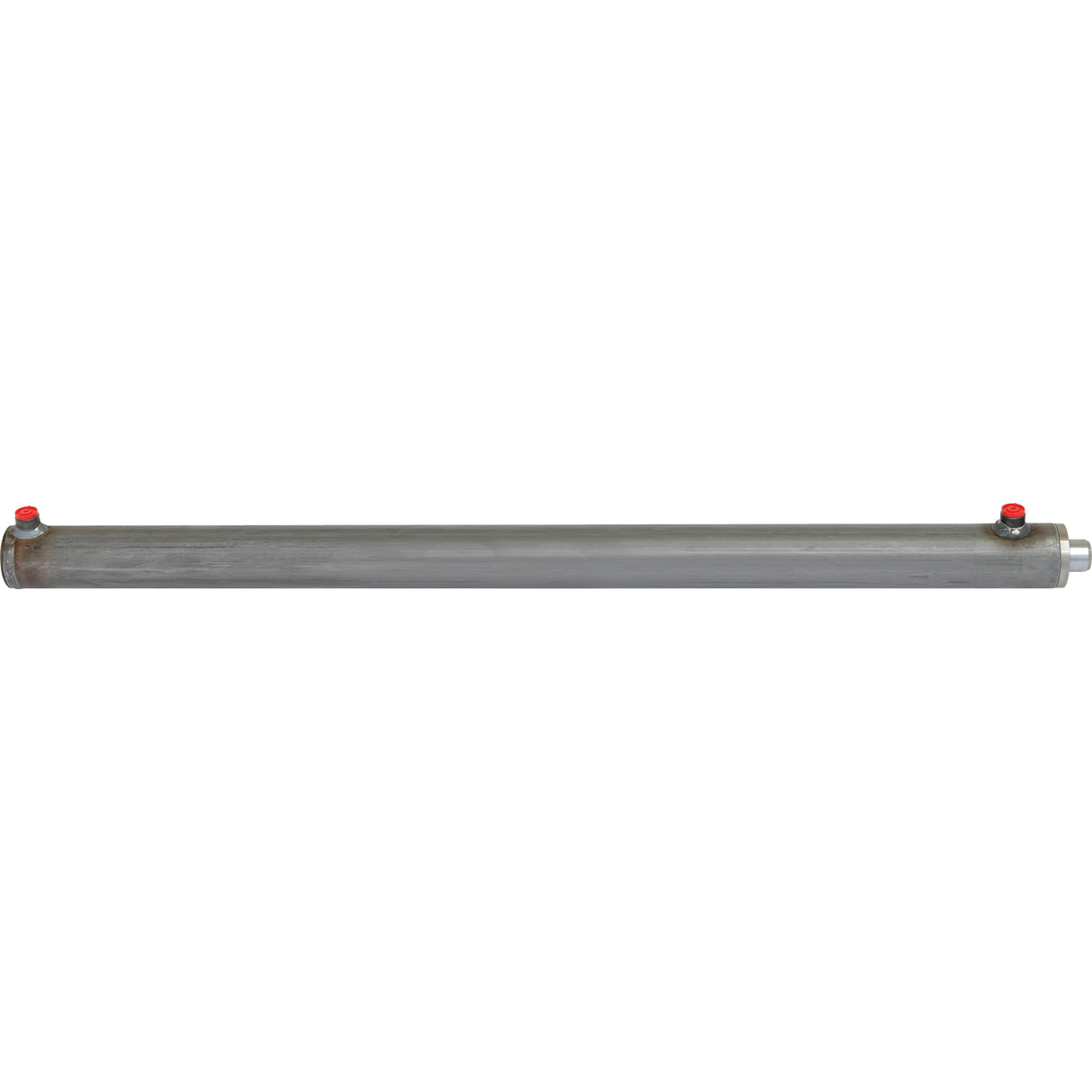 A long cylindrical metallic pipe with capped ends and two valve fittings positioned on the top side, featuring a Sparex Hydraulic Double Acting Cylinder Without Ends, measuring 35mm in diameter with a bore of 60mm and a stroke of 1000mm (Sparex Part No.S.59240).