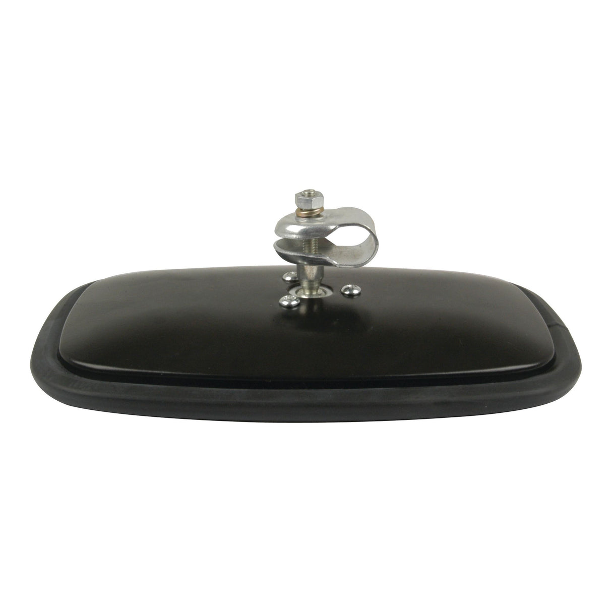 A Sparex Mirror Head - Rectangular, Flat, 198 x 130mm (RH & LH), featuring a 12mm arm diameter, mounting bracket, and screw, designed for attachment to a vehicle.