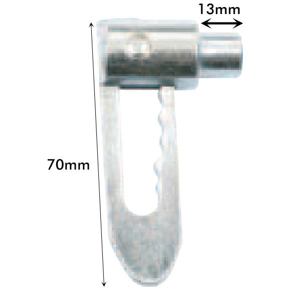 A Sparex Droplok Pin - Weld on type (13mm), labeled with measurements of 70mm in height and 13mm in width.