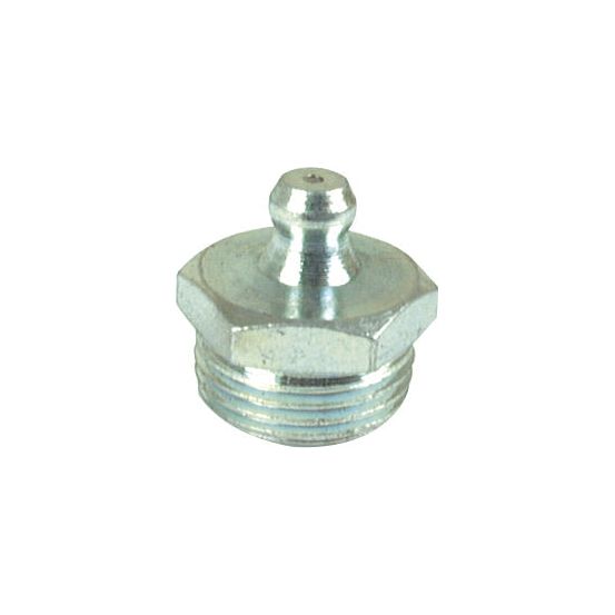 A spare metal hex head grease fitting with 3/8" BSP 0° threads designed for lubrication purposes, available as Grease Nipples - 3/8'' BSP 0° under the Sparex Part No. S.6532 by Sparex.