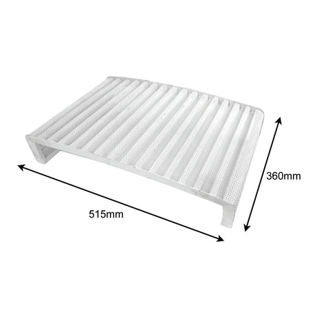 The Sparex Front Grille, part number S.66318, is a white ventilated metal shelf measuring 515mm in width and 360mm in depth.