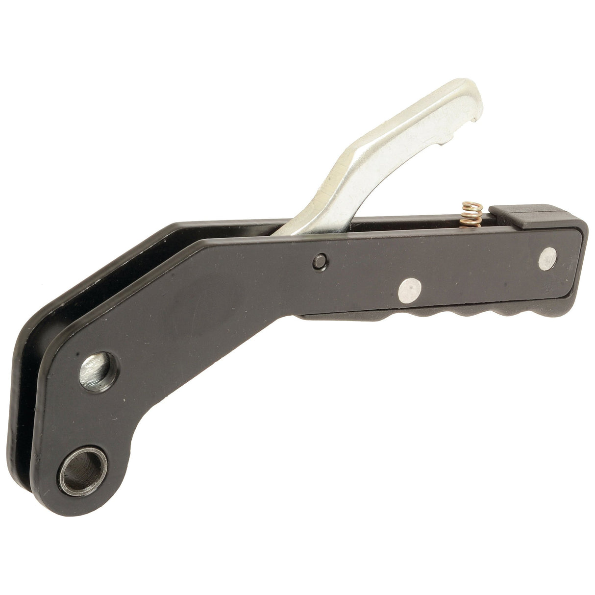 The PTO Lever from Sparex (Part No. S.67182) is a black and silver hand tool equipped with a spring mechanism, including a handle and lever, specifically designed for gripping or applying pressure, commonly used in Case IH machinery.