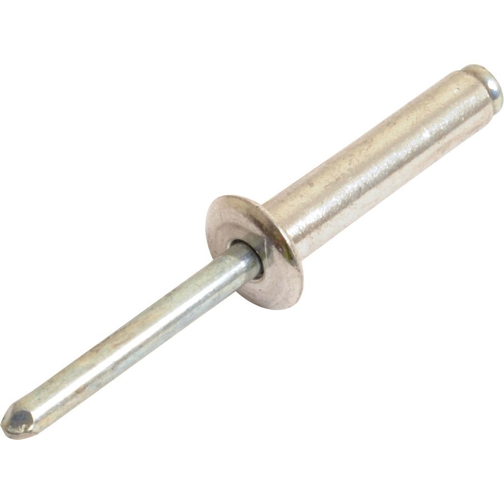 Close-up of a Sparex Rivet Horsch M7x30mm (S.72341) with a wide flange head and mandrel, isolated on a white background.