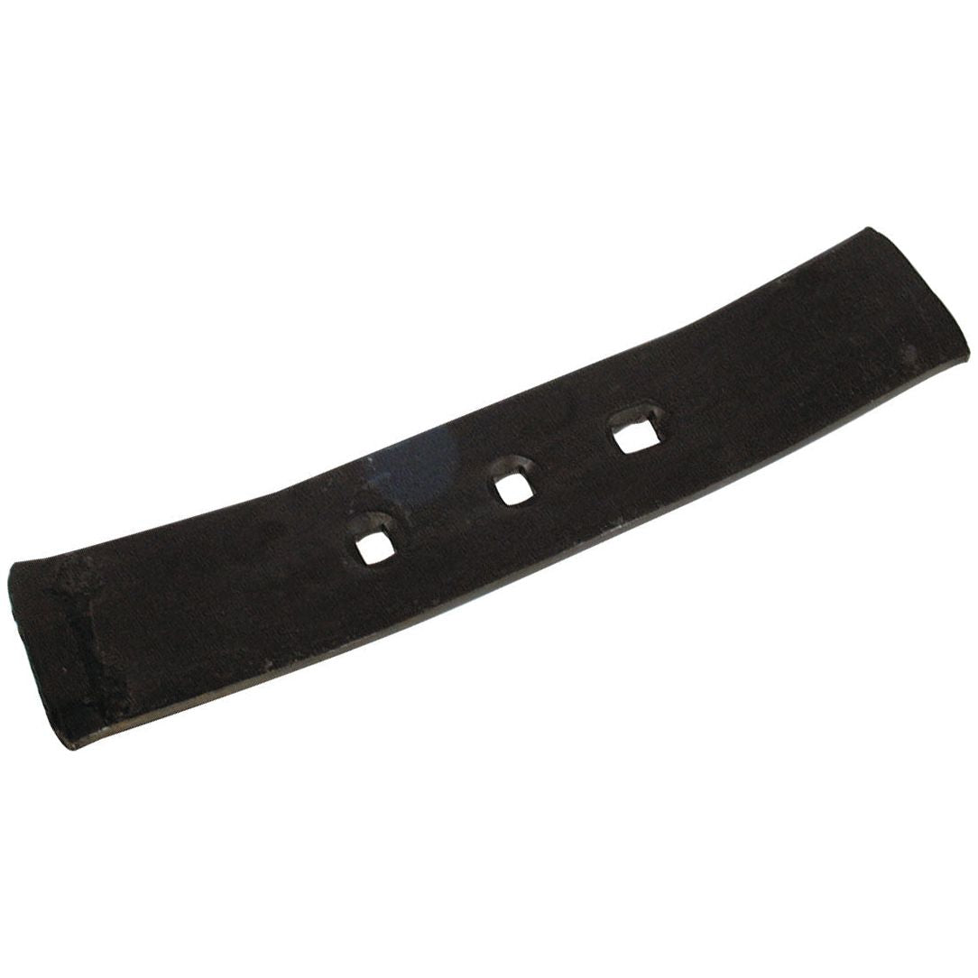 A black, rectangular metal piece measuring 430x75x12mm with three square holes spaced 65mm apart along its length, designed for durability with heavy-duty fasteners. This item is the Reversible point from Sparex (Part No. S.77262) and fits as item number 70004943.