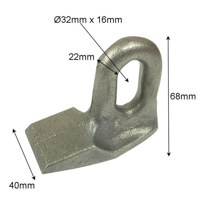 Hammer Flail, Top width: 22mm, Bottom width: 40mm, Hole⌀: 32 x 16mm, Radius 86mm - Replacement for Bomford, McConnel, Spearhead
 - S.77574 - Farming Parts