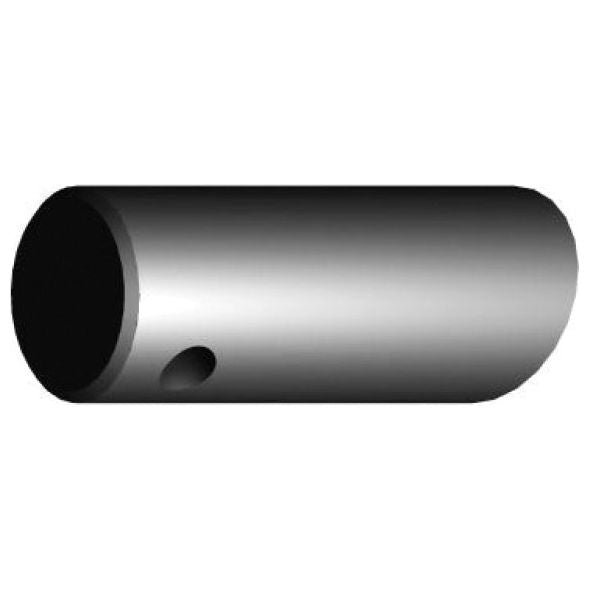 Image of a Sparex Loader Tine - Straight 1200mm (Star) with a small hole near one end. This cylindrical metal rod, product code 5500017 - S.77914, is ideal for pin fitting and appears smooth and shiny with a rounded end and a flat end.