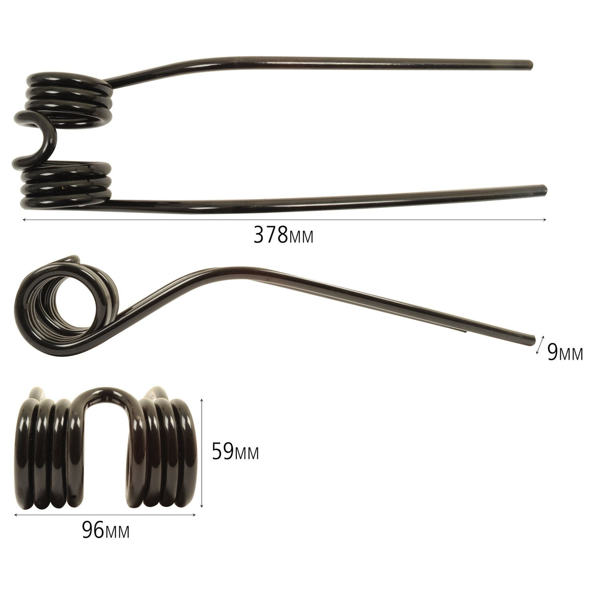 Tedder haytine - RH & LH -  Length:378mm, Width:96mm,⌀9mm - Replacement for Deutz-Fahr, Kverneland, Pottinger
 - S.78077 - Farming Parts