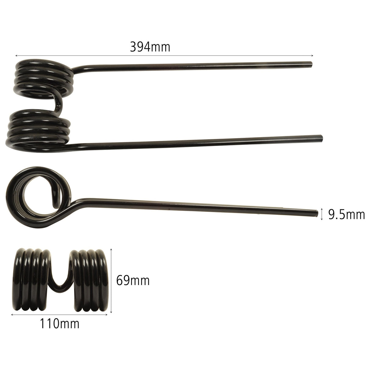 Tedder haytine - RH & LH -  Length:394mm, Width:110mm,⌀9.5mm - Replacement for Kuhn
 - S.78111 - Farming Parts