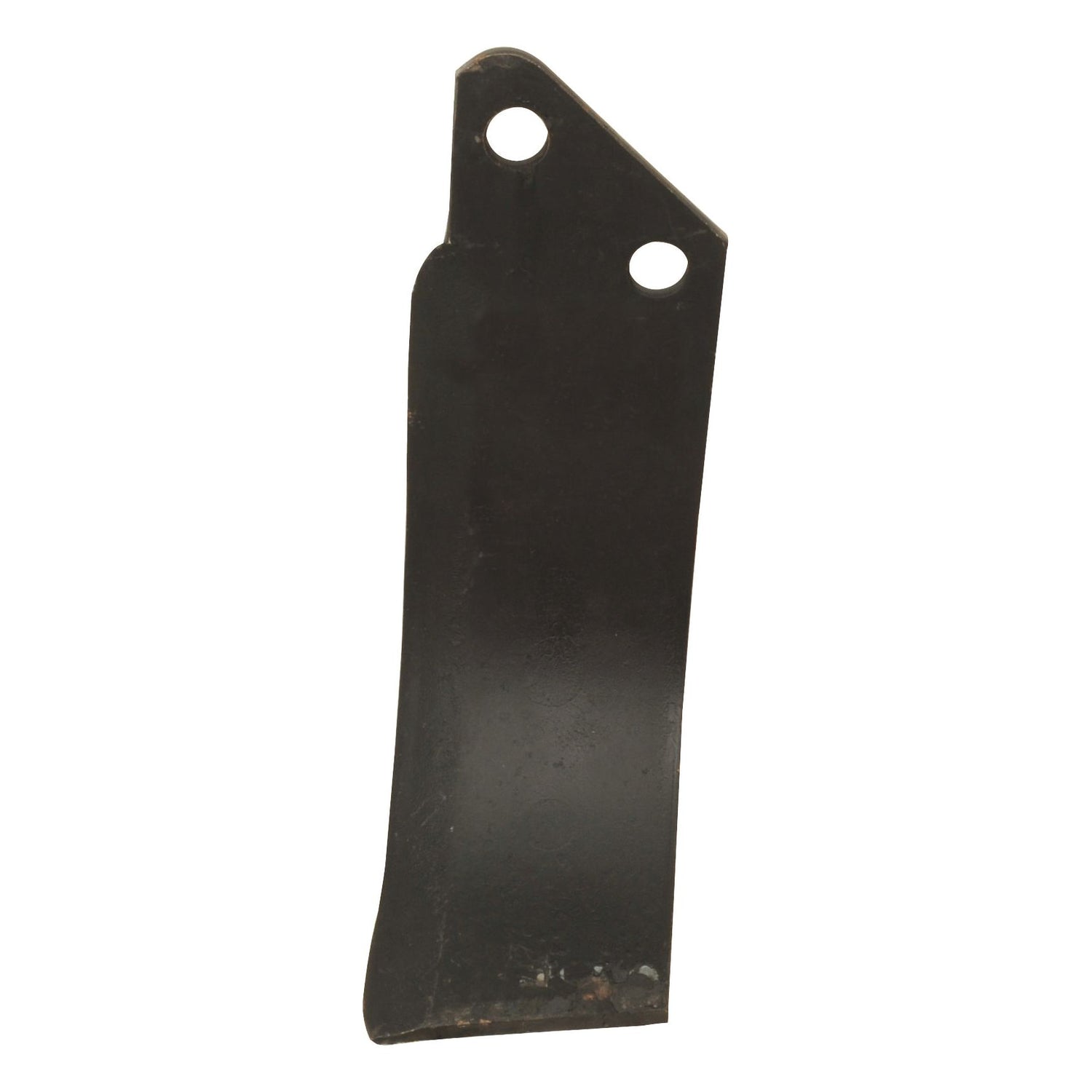 The Rotavator Blade Curved RH 60x6mm, featuring a black metal blade with two circular mounting holes, is compatible with Sparex Fasteners. The blade has a height of 195mm, with hole centers measuring 42mm and hole diameters of 12.5mm. This product is a replacement for Perugini (Concept-Ransome) and has the Sparex Part No.S.78892.