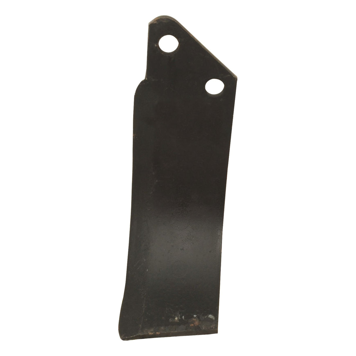 The Rotavator Blade Curved RH 60x6mm, featuring a black metal blade with two circular mounting holes, is compatible with Sparex Fasteners. The blade has a height of 195mm, with hole centers measuring 42mm and hole diameters of 12.5mm. This product is a replacement for Perugini (Concept-Ransome) and has the Sparex Part No.S.78892.