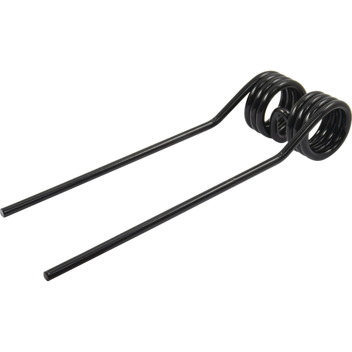 Close-up of a black Tedder haytine - RH by Sparex with two coiled loops and extended legs on a white background, featuring an outer Ø 70mm—replacement part number S.78952 for Kuhn, John Deere, New Holland (58740700).