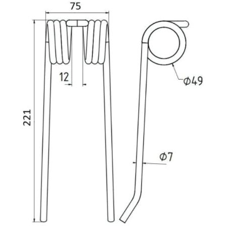 Pick-Up Haytine - - -  Length:221mm, Width:75mm,⌀7mm - Replacement for Rivierre Casalis, Vicon
 - S.78966 - Farming Parts