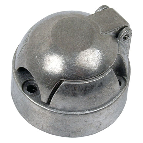 A 7 Pin Trailer Socket (Metal), Female 12V, by Sparex, featuring a domed top and two mounting holes, compatible with various mechanical parts.