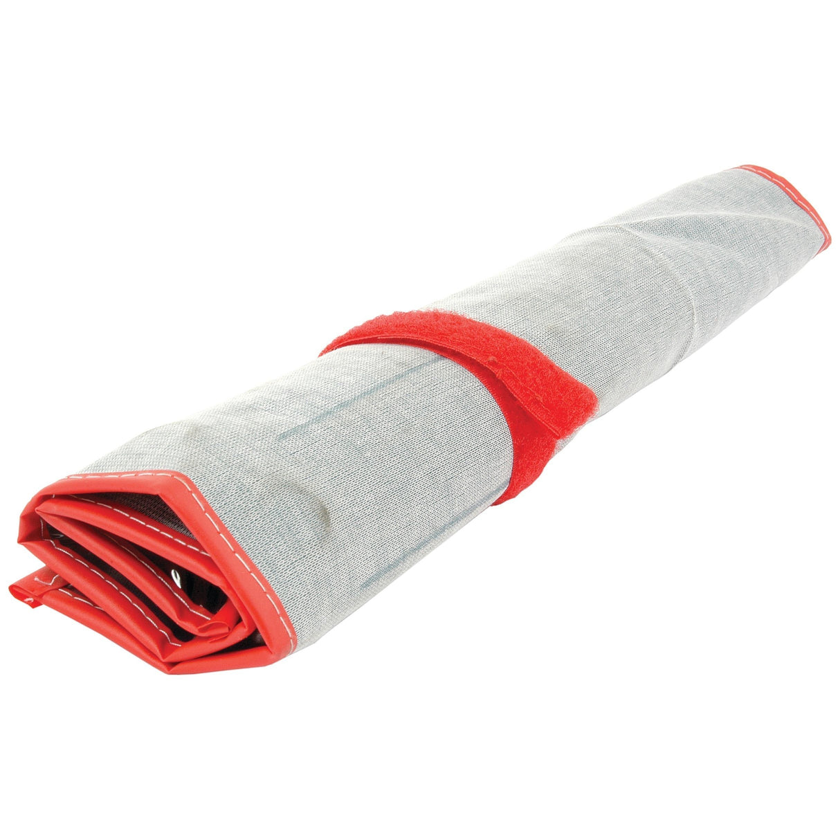A rolled-up fire blanket, secured with a red strap, sits next to an 8 pcs. Combination Wrench Set from Sparex (Part No. S.23335). The blanket is gray with red edges and appears to be made of a durable, fire-resistant material, ensuring safety in emergencies.