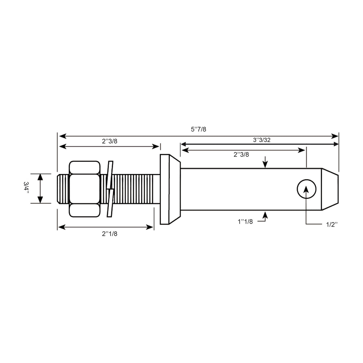 Lower link implement pin 28x149mm, Thread size 3/4x54mm Cat. 2
 - S.900197 - Farming Parts