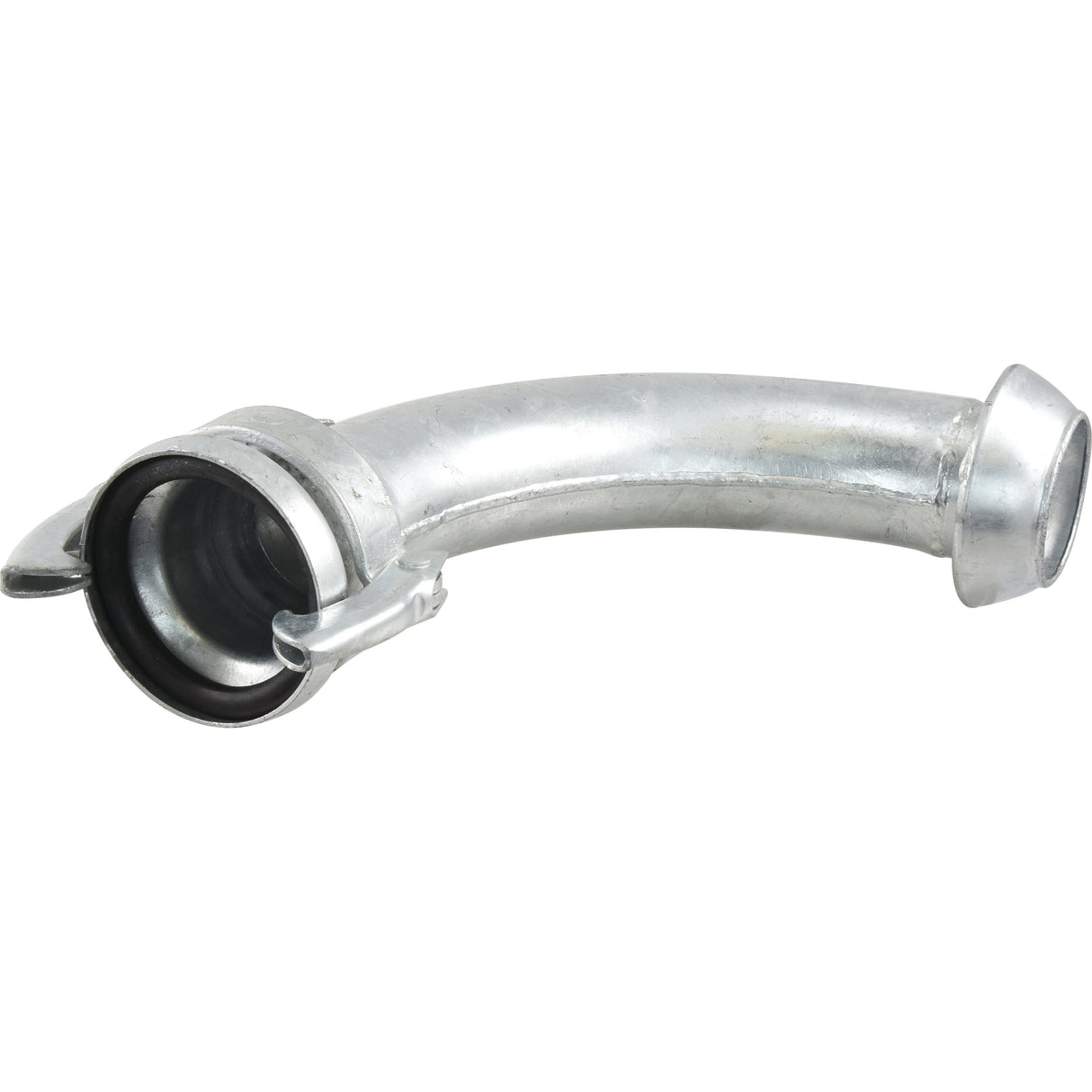 Sparex 90° Coupling Female & Male - 4'' (108mm) (Galvanised) - S.136634, featuring a circular rubber gasket ring inside one end and a rounded edge on the other.