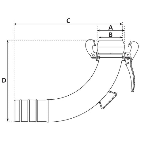 90° Coupling with Hose End - Male 6'' (159mm) x6'' (150mm) (Galvanised) - S.59428 - Farming Parts