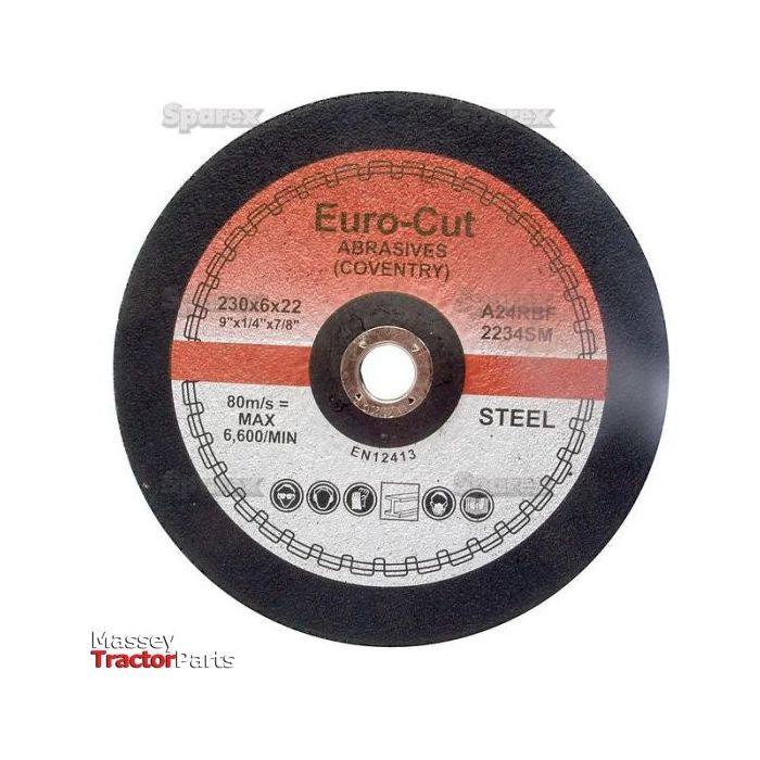 Metal Grinding Disc 230mm x 6mm x 22mm A24RBF
 - S.14229 - Farming Parts