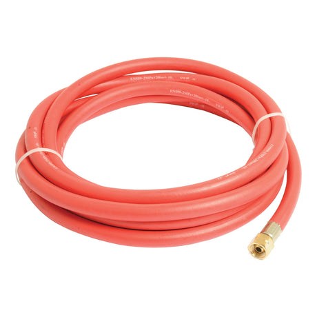 A coiled red acetylene welding hose (Sparex Part No. S.27987) with a brass connector on one end, featuring 3/8'' BSP threads.