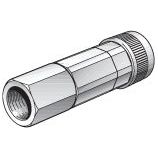Illustration of the Sparex Coupling Female Thread 1/4'' BSP (Part No. S.14346) metal hexagonal coupling nut with a threaded interior.