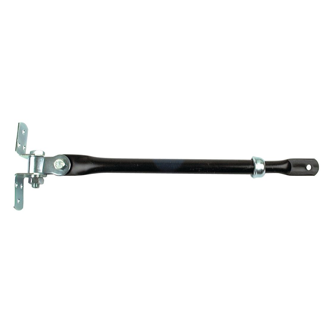 The Sparex Adjustable Mirror Arm (330 - 470mm) RH & LH, Sparex Part No. S.6227, is a black metal adjustable rod accompanied by silver brackets, offering RH & LH threads and a swiveling joint. It is ideal for structural support or stabilization in diverse applications, emphasizing durability and versatility for reliable performance.