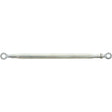 The Adjustable Stabiliser Bar, Heavy Duty - S.158 from Sparex, equipped with two eyelets and a central body, similar to those used in Massey Ferguson machinery, is perfect for tensioning and adjusting the length of cables or ropes.