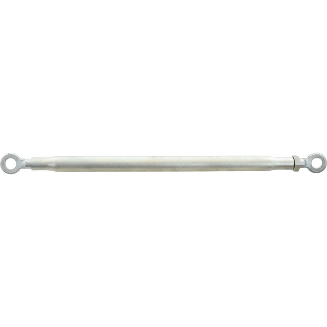 The Adjustable Stabiliser Bar, Heavy Duty - S.158 from Sparex, equipped with two eyelets and a central body, similar to those used in Massey Ferguson machinery, is perfect for tensioning and adjusting the length of cables or ropes.