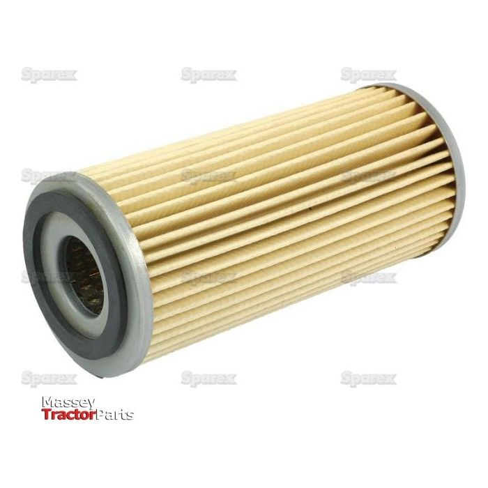 Cylindrical pleated hydraulic filter element with metal end caps, labeled as Sparex Part No. S.62229, compatible with New Holland parts.