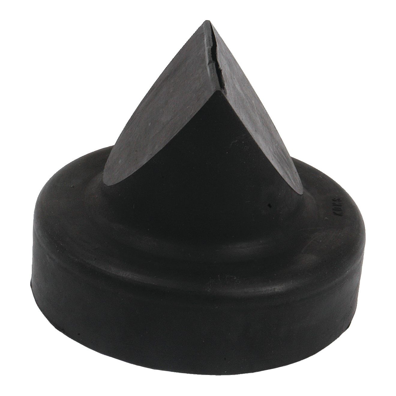 A black rubber, cone-shaped plug with a broad circular base, ideal for use as an air cleaner dust valve in John Deere and Massey Ferguson equipment, branded as Sparex Air Cleaner Dust Valve (Part No. S.75832).