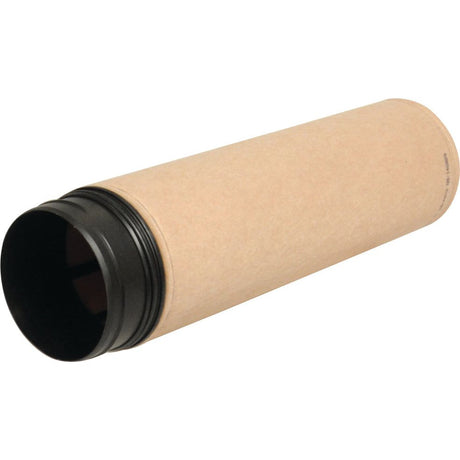 A cylindrical cardboard shipping tube with a black plastic end cap, perfect for storing and protecting items like the Sparex Air Filter - Inner AF27956 (Sparex Part No. S.119381).