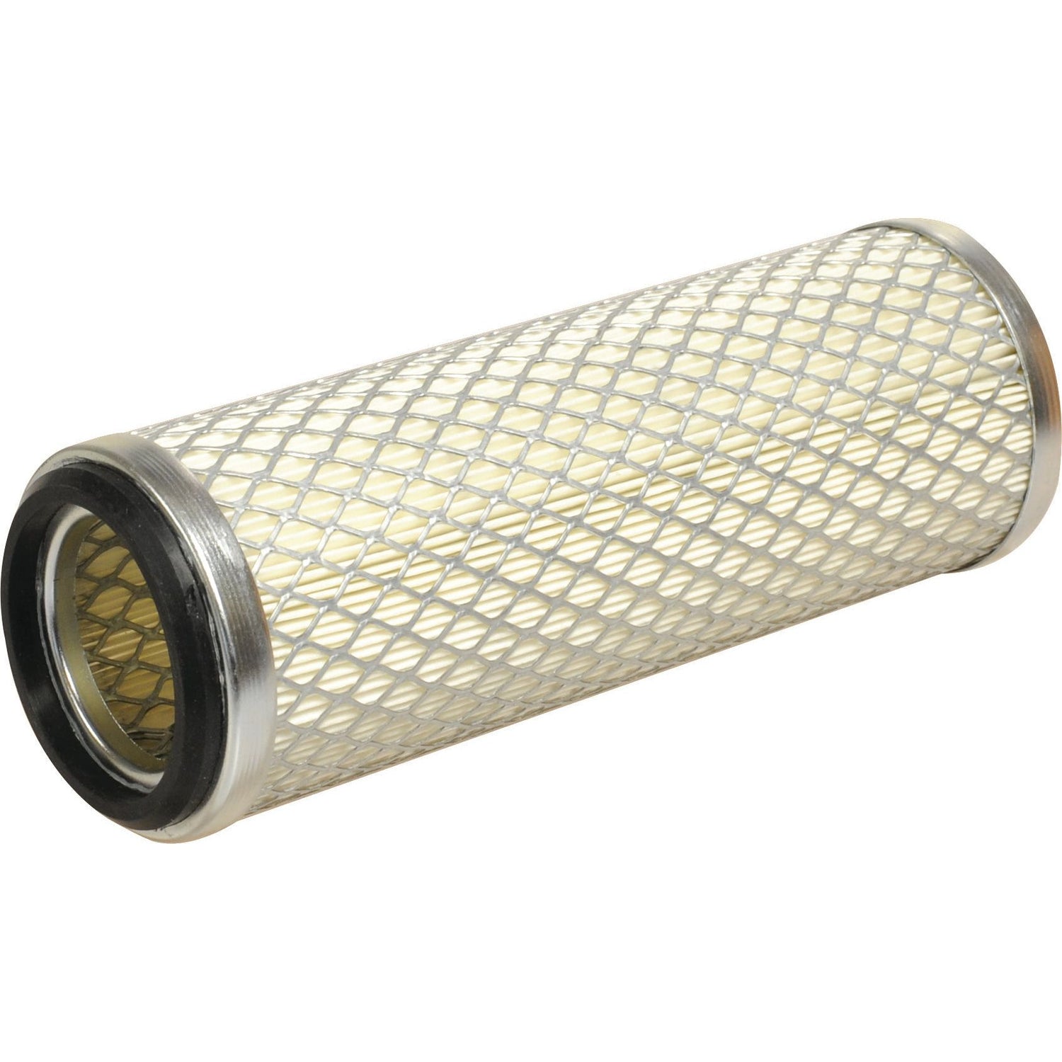 The Sparex Air Filter - Inner (Part No. S.40548) features a robust cylindrical design with a metal mesh exterior and rubberized ends, specifically engineered for use in Massey Ferguson Dry Type Air Cleaners.