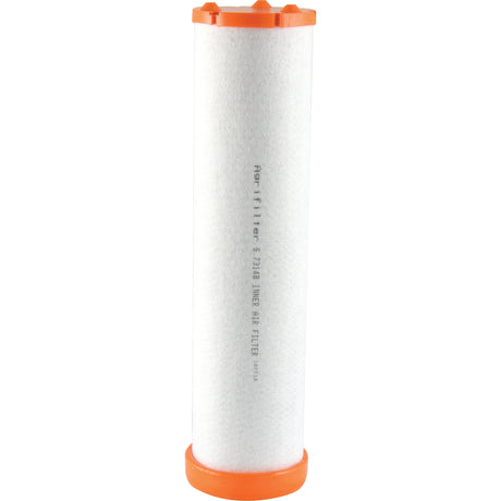 A cylindrical white air filter with orange end caps and text printed on the side, resembling a Sparex Air Filter - Inner - AF26662 (Sparex Part No.S.73148).