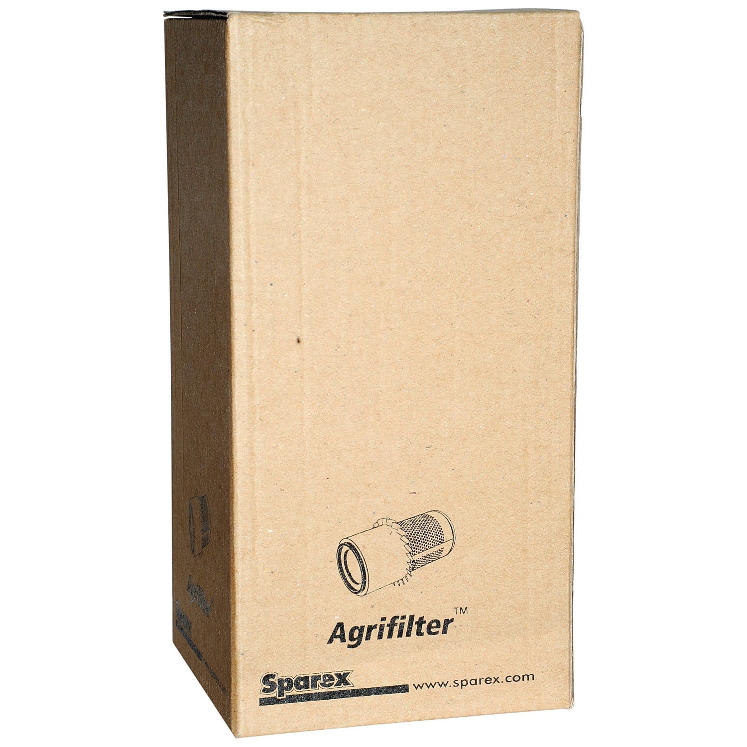Plain cardboard box labeled "Agrifilter" with an illustration of a filter and text "Air Filter - Inner | Sparex Part No. S.76511, compatible with Ford/New Holland.