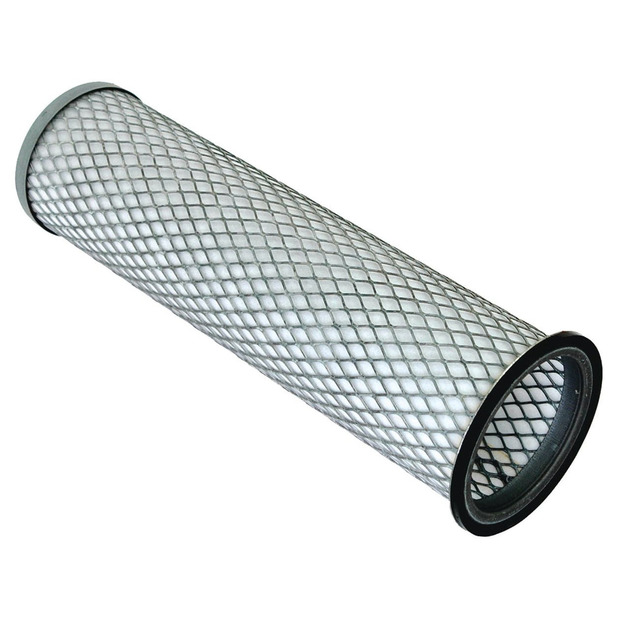 An Air Filter - Inner by Sparex (Part No. S.76683) featuring a cylindrical design with a white mesh exterior and dark edges, suitable for John Deere machinery.