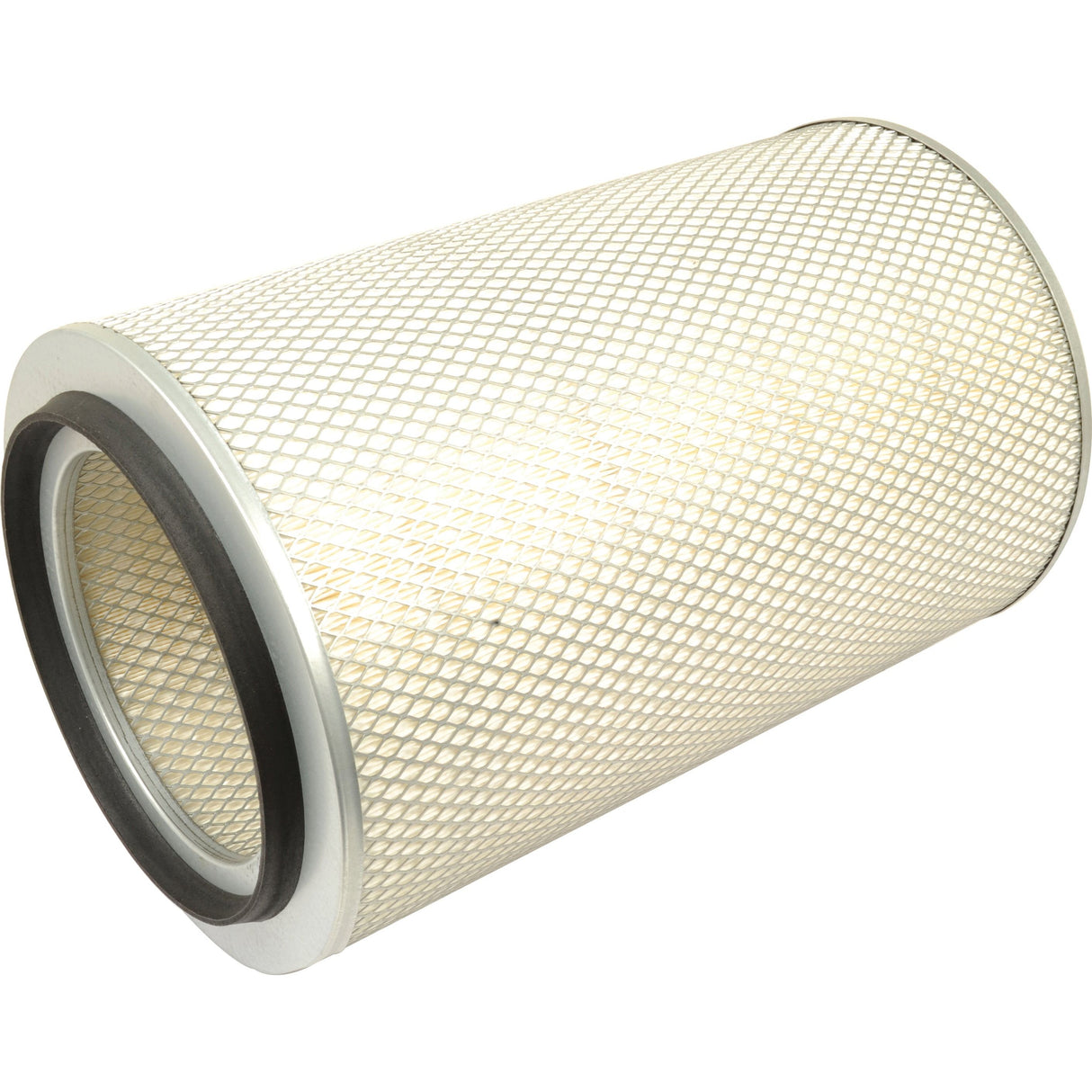The Sparex Air Filter - Outer - AF1802 (Part No. S.76848) features a cylindrical design with a metal mesh exterior and a rubber sealing end, specifically designed for use in machinery or vehicles to remove debris and contaminants from incoming air. It is compatible with Claas JAGUAR models.