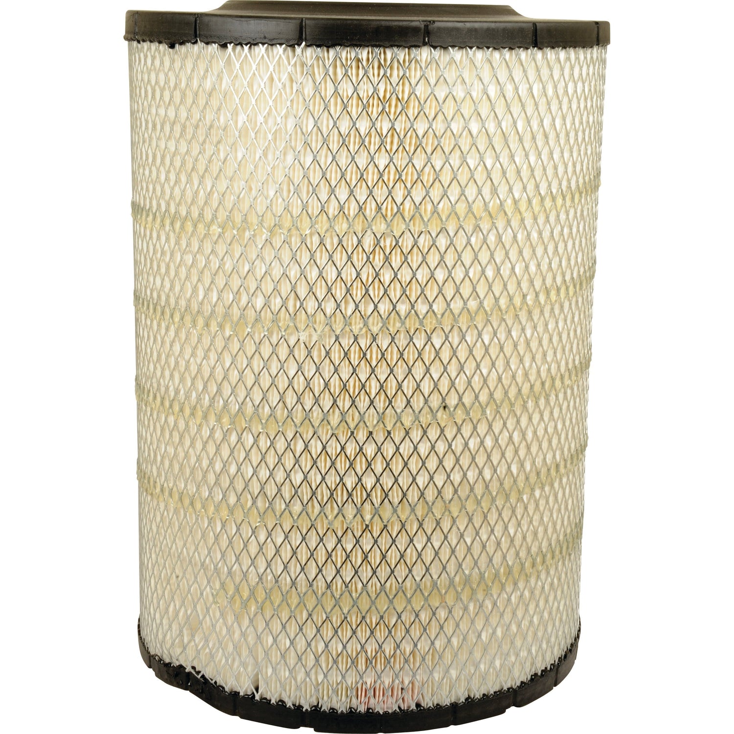 The Air Filter - Outer - AF25033M (Sparex Part No. S.52751) by Sparex is a cylindrical filter with a mesh exterior and pleated filter material, designed for use in machinery or vehicles, and is compatible with John Deere.