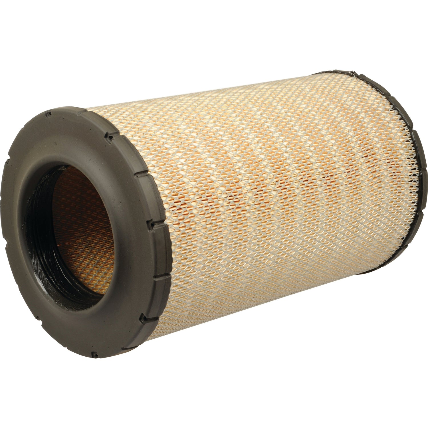 A Sparex Air Filter - Outer (AF25358 | S.76800) featuring a black rubber rim and a beige, woven exterior.