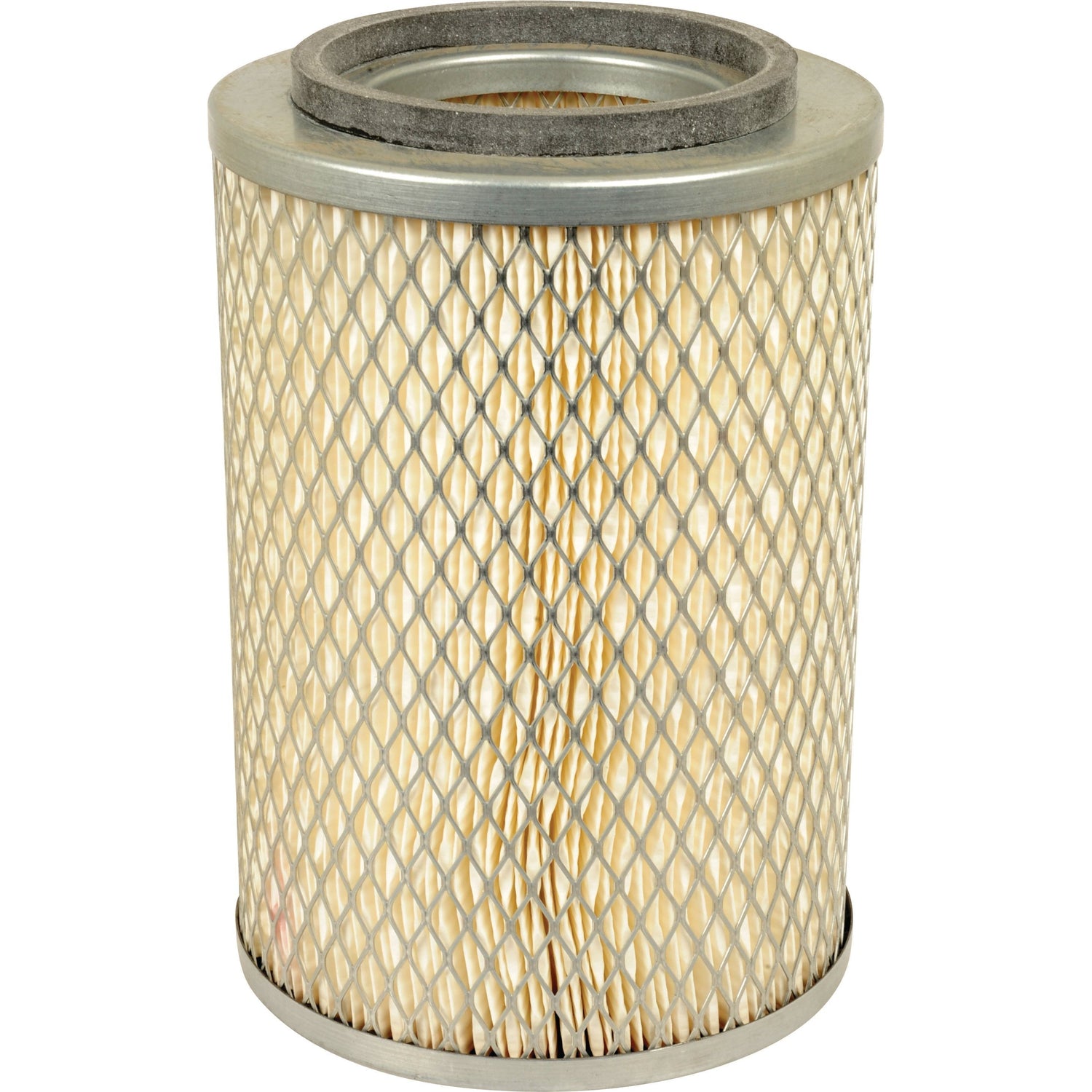 The Sparex Air Filter - Outer - AF990 (Sparex Part No. S.76660) is a cylindrical air filter with a white mesh exterior and a durable metal frame on the top and bottom, designed for optimal performance in Claas DOMINATOR machinery.