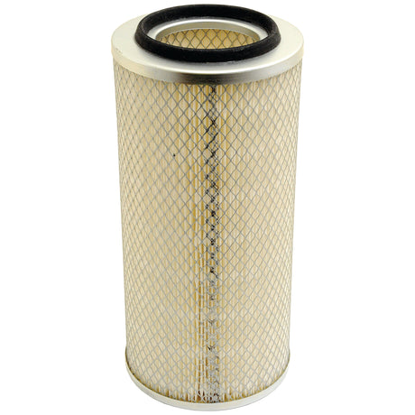 An Air Filter - Outer (Sparex Part No.S.76260), featuring a cylindrical shape with a metal mesh exterior, prominently displayed in an upright position against a white background, reminiscent of the durable components seen in Claas DOMINATOR machinery.