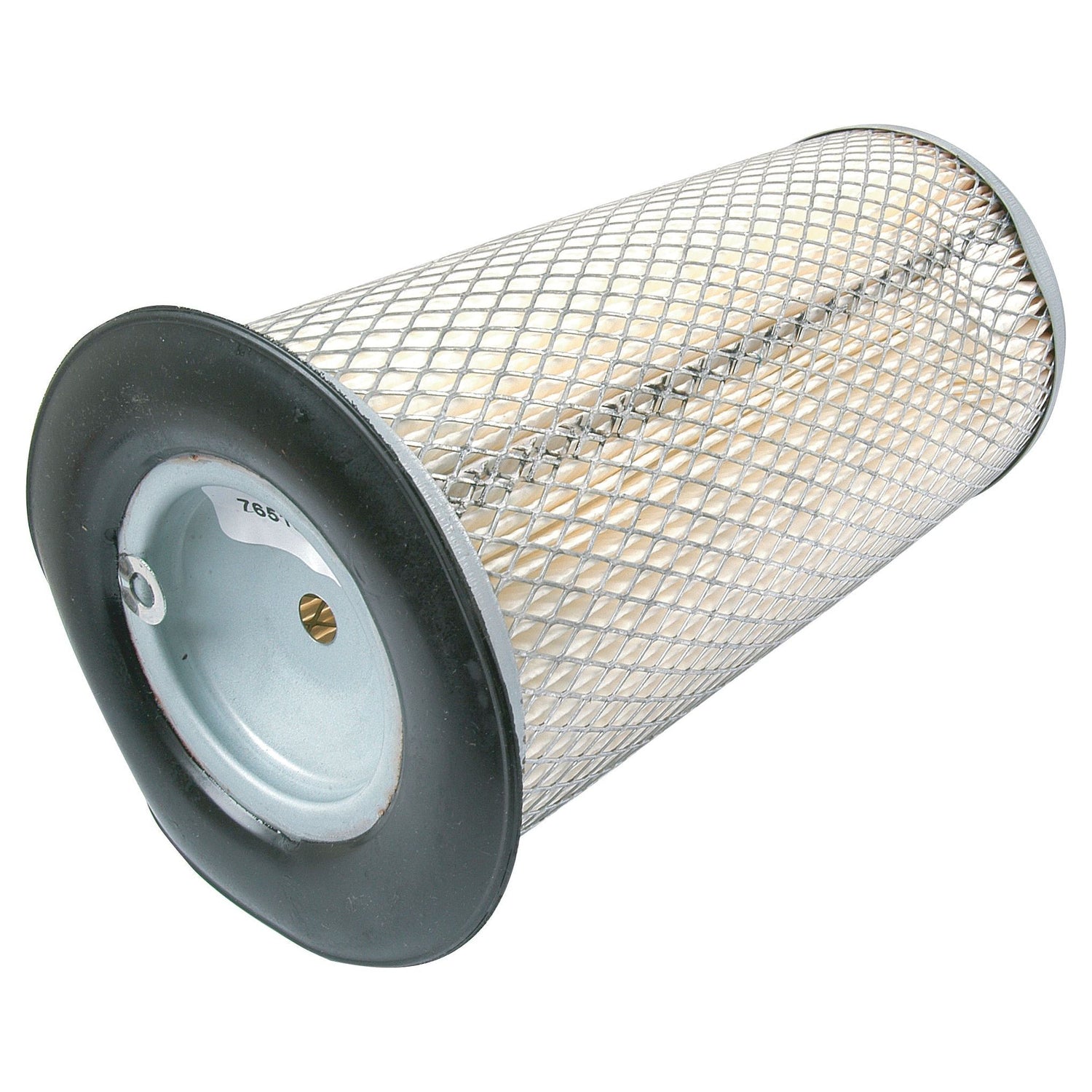 An outer air filter with a cylindrical metal mesh and rubber ends, suitable for Ford/New Holland tractors, is shown. This product is from Sparex with Part No. S.76515.