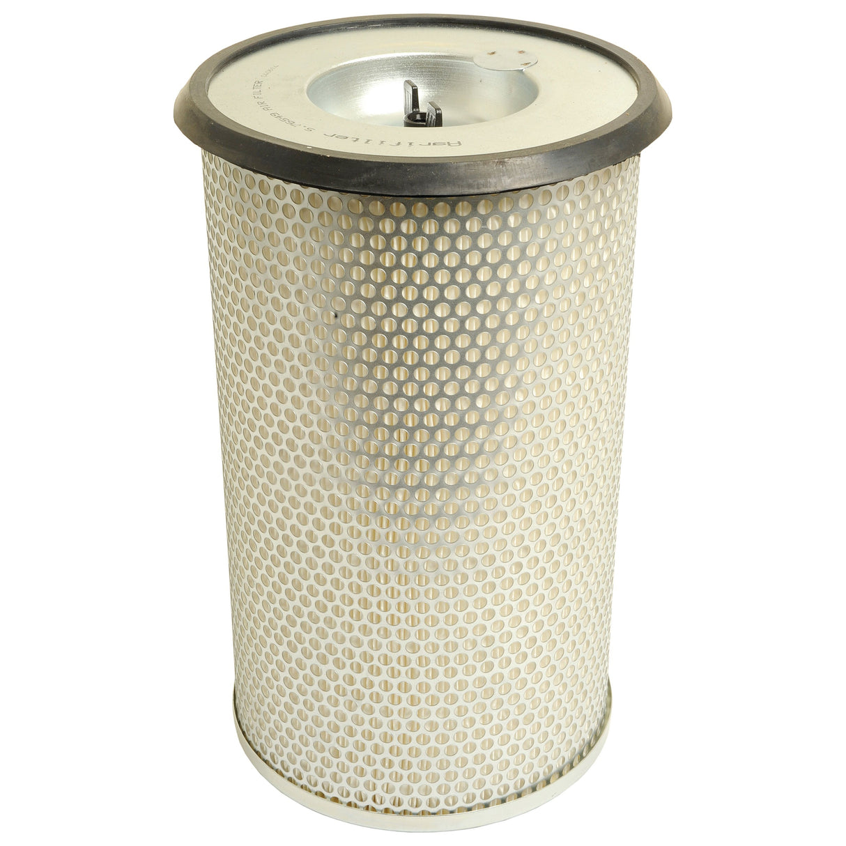The Sparex Air Filter - Outer (Sparex Part No. S.76549) is a cylindrical air filter with a metal top and bottom, featuring a mesh-like outer layer designed to trap particles, ideal for use in Fiat New Holland machinery.