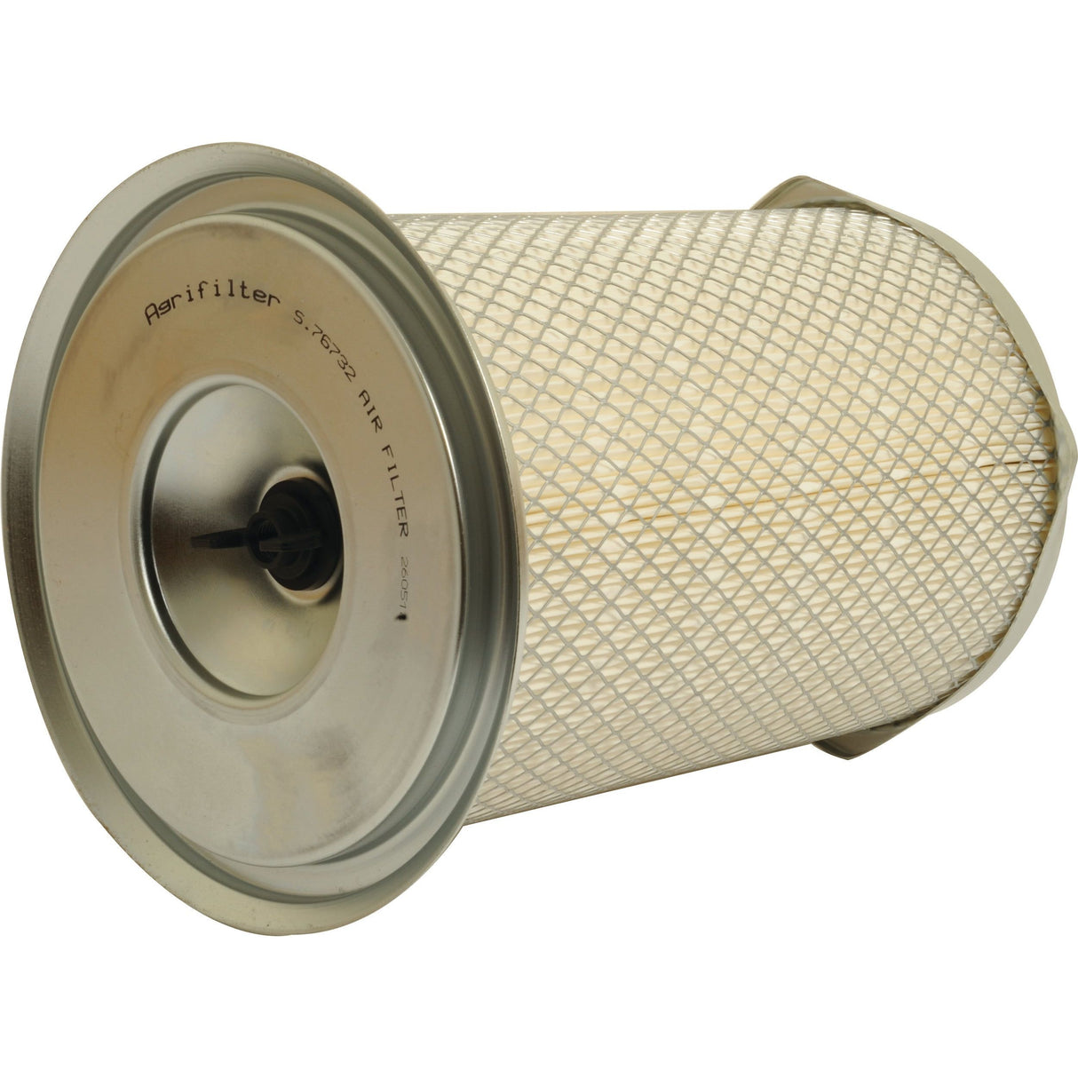 Introducing the Sparex Air Filter - Outer (Part No. S.76732), featuring a metal top and bottom with a mesh exterior, perfect for Massey Ferguson tractors.