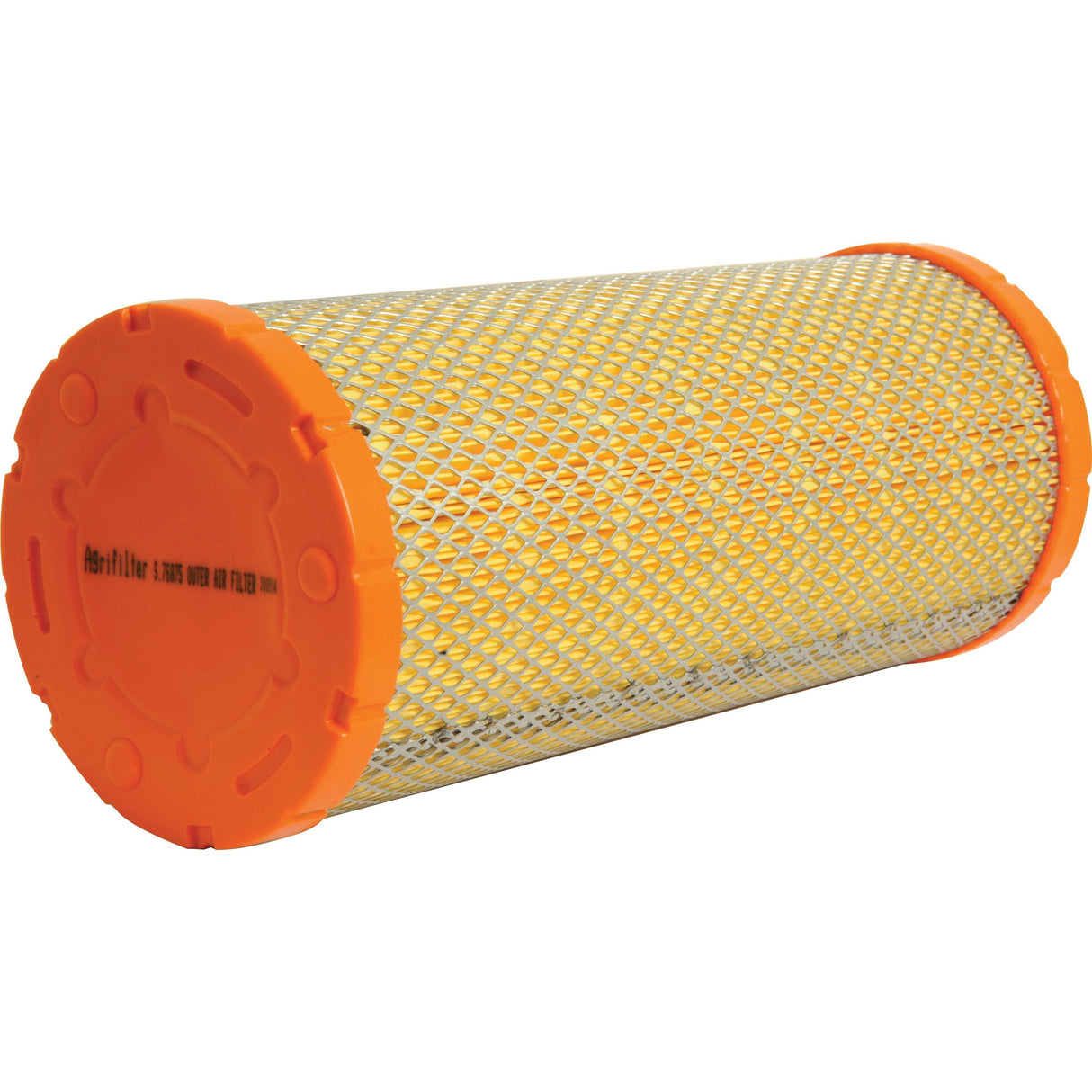 The Sparex Air Filter - Outer (Part No. S.76875) by Deutz-Fahr features a cylindrical design with orange ends and a yellow mesh body, crafted specifically for optimal filtration purposes.
