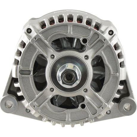 Close-up view of the front side of an AGCO Alternator (Mahle) - 14V, 150 Amps - 4281878M93 for an automobile, showing the central circular opening and surrounding venting structures.