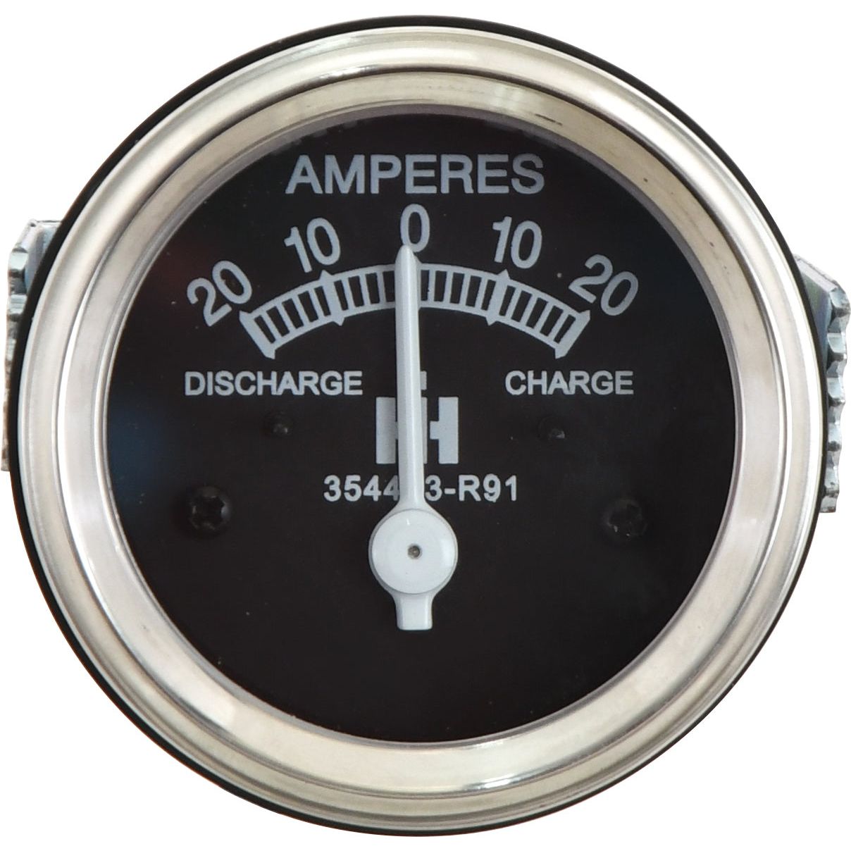 A round analog ammeter, branded with "Sparex" and marked as Sparex Part No. S.68984, displaying a needle at zero on a scale ranging from -20 to +20 amperes to indicate discharge and charge.